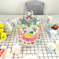 3-Tier Disposable Cupcake Stand Cake Tray for Tea Party Decoration