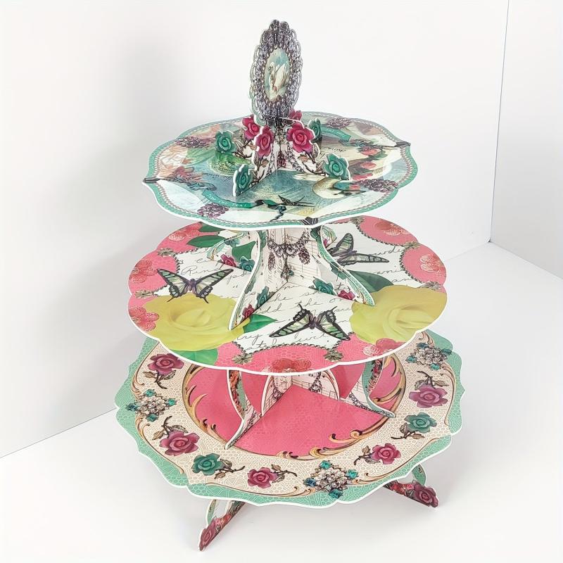 3-Tier Disposable Cupcake Stand Cake Tray for Tea Party Decoration