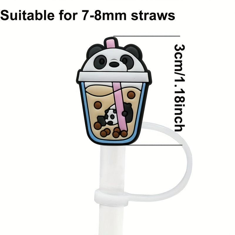 1PC Animal Drink Silicone Straw Tips Cover Reusable Drinking Straw Toppers Dust