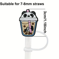 1PC Animal Drink Silicone Straw Tips Cover Reusable Drinking Straw Toppers Dust