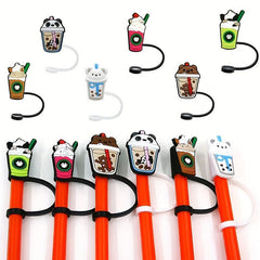 1PC Animal Drink Silicone Straw Tips Cover Reusable Drinking Straw Toppers Dust