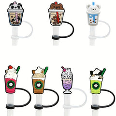 1PC Animal Drink Silicone Straw Tips Cover Reusable Drinking Straw Toppers Dust