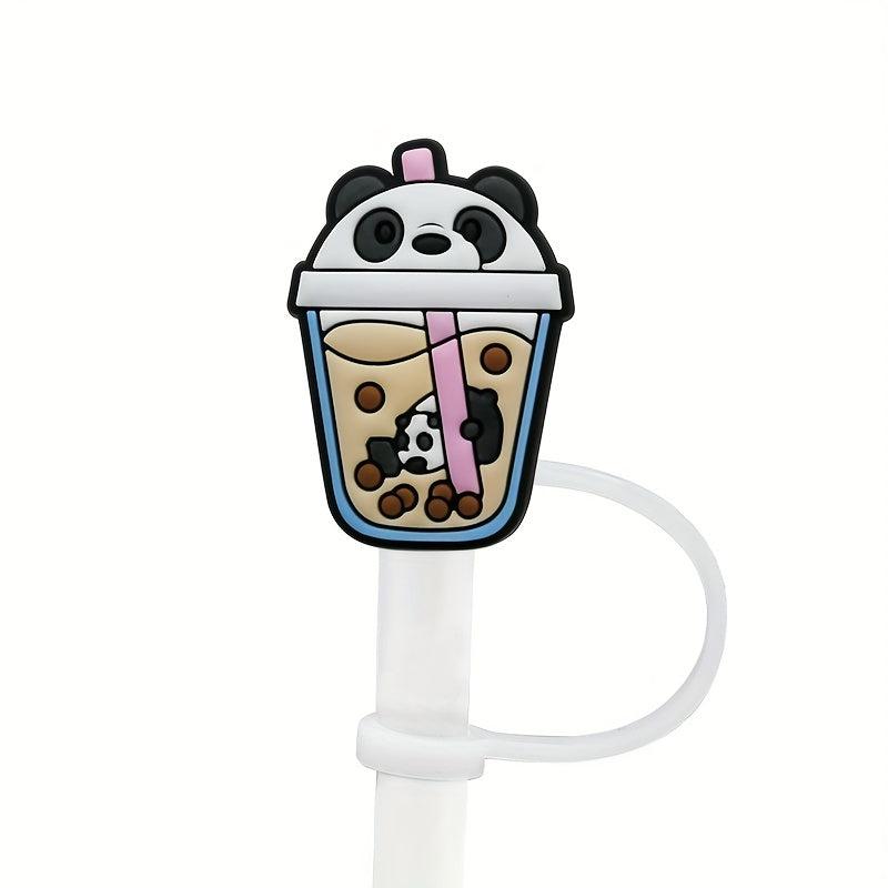 1PC Animal Drink Silicone Straw Tips Cover Reusable Drinking Straw Toppers Dust