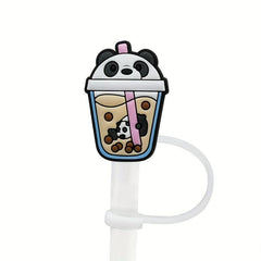 1PC Animal Drink Silicone Straw Tips Cover Reusable Drinking Straw Toppers Dust