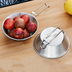 4pcs Stainless Steel Camping Cups & Bowl Set with Storage Bag