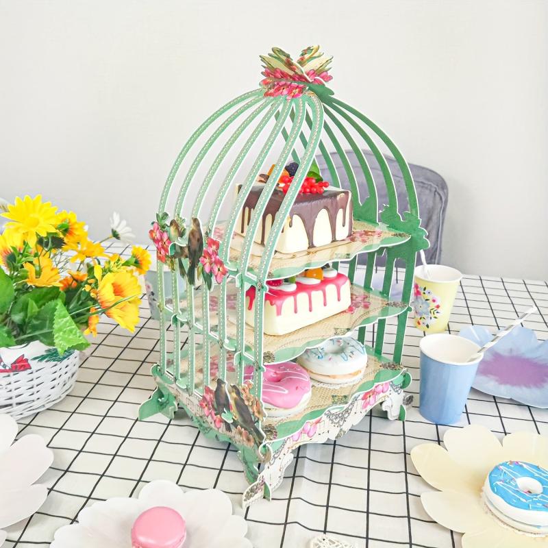 1pc Paper Birdcage Cake Stand Three layer Birthday Party Wedding Dessert Table
