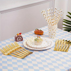 24pcs Polka Dots Disposable Plates Cups Straws Set