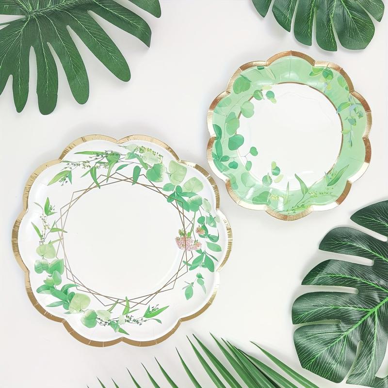 8pcs Garland Pattern Disposable Dinner Plate Birthday Party Decoration
