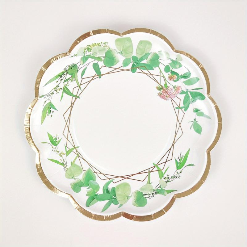 8pcs Garland Pattern Disposable Dinner Plate Birthday Party Decoration