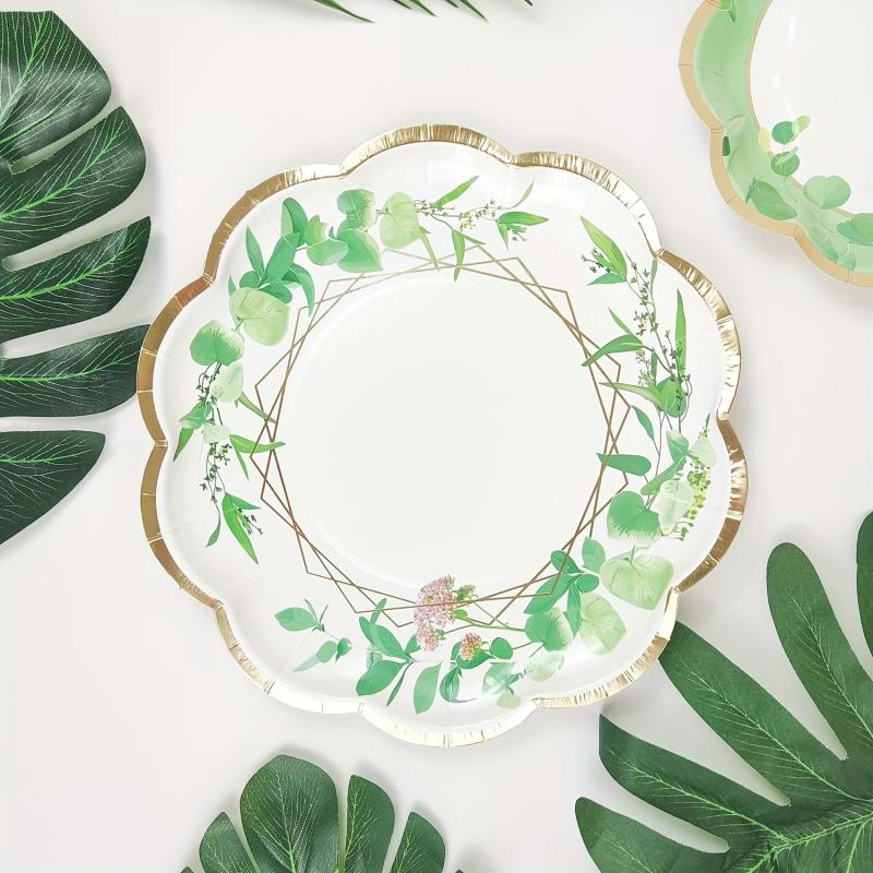 8pcs Garland Pattern Disposable Dinner Plate Birthday Party Decoration
