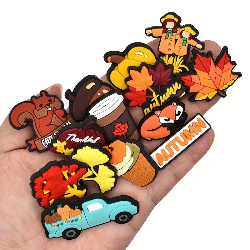 20pcs Autumn Pumpkin Maple Leaf Straw Toppers Charms