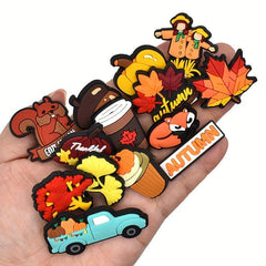 20pcs Autumn Pumpkin Maple Leaf Straw Toppers Charms