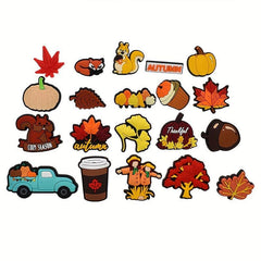 20pcs Autumn Pumpkin Maple Leaf Straw Toppers Charms