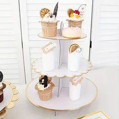 Disposable Paper Cake Stand 3 Tier Cupcake Stand Cardboard Dessert Tree Display