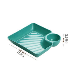 Dumpling Plate With Sauce Dish Square Serving Platter