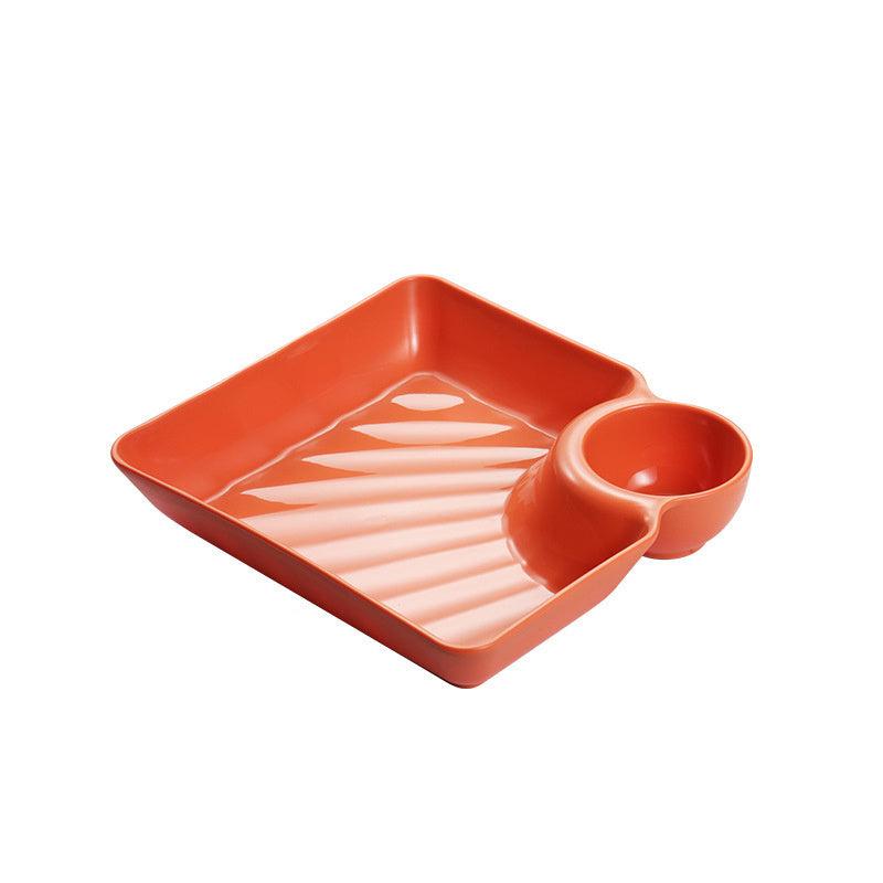 Dumpling Plate With Sauce Dish Square Serving Platter
