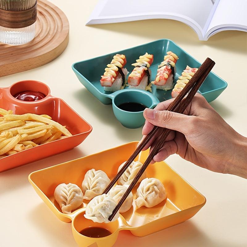 Dumpling Plate With Sauce Dish Square Serving Platter