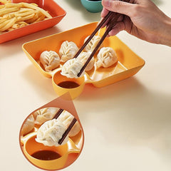 Dumpling Plate With Sauce Dish Square Serving Platter