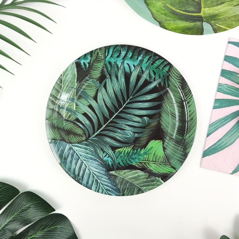 16pcs Monstera Leaf Disposable Dinnerware Set Party Decor