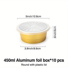 10pcs Round Disposable Golden Foil Boxes for Baking Molds