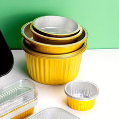 10pcs Round Disposable Golden Foil Boxes for Baking Molds