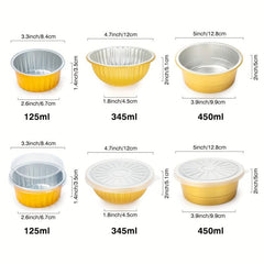 10pcs Round Disposable Golden Foil Boxes for Baking Molds