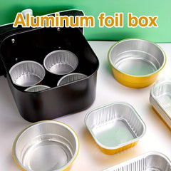 10pcs Round Disposable Golden Foil Boxes for Baking Molds