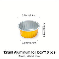 10pcs Round Disposable Golden Foil Boxes for Baking Molds