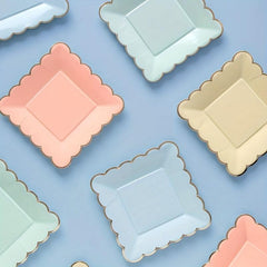 8pcs Disposable Paper Plate Afternoon Tea Party Cake Plate Solid Square Plates