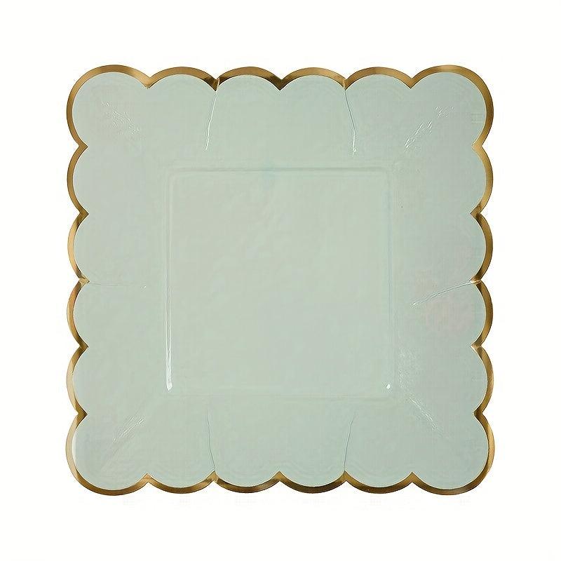 8pcs Disposable Paper Plate Afternoon Tea Party Cake Plate Solid Square Plates