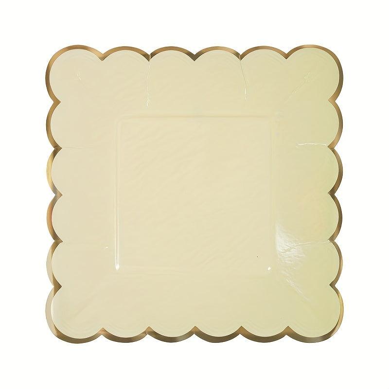 8pcs Disposable Paper Plate Afternoon Tea Party Cake Plate Solid Square Plates