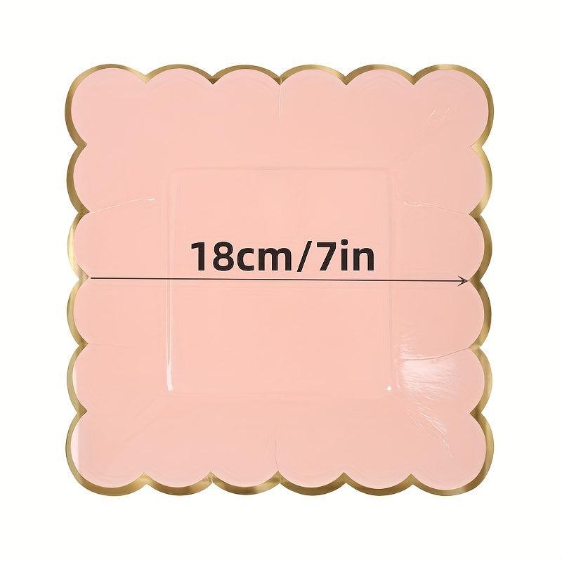 8pcs Disposable Paper Plate Afternoon Tea Party Cake Plate Solid Square Plates
