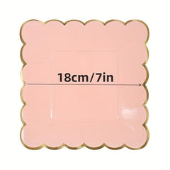 8pcs Disposable Paper Plate Afternoon Tea Party Cake Plate Solid Square Plates