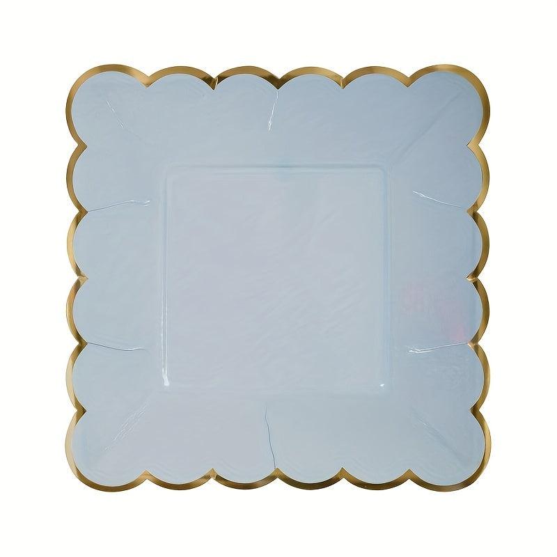 8pcs Disposable Paper Plate Afternoon Tea Party Cake Plate Solid Square Plates