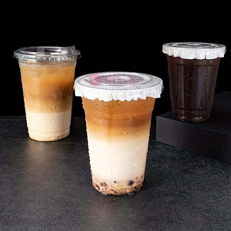 50pcs Clear Plastic Cups With Lids 9oz 11oz Disposable Drinking Glasses