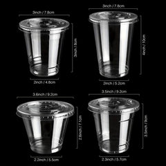 50pcs Clear Plastic Cups With Lids 9oz 11oz Disposable Drinking Glasses