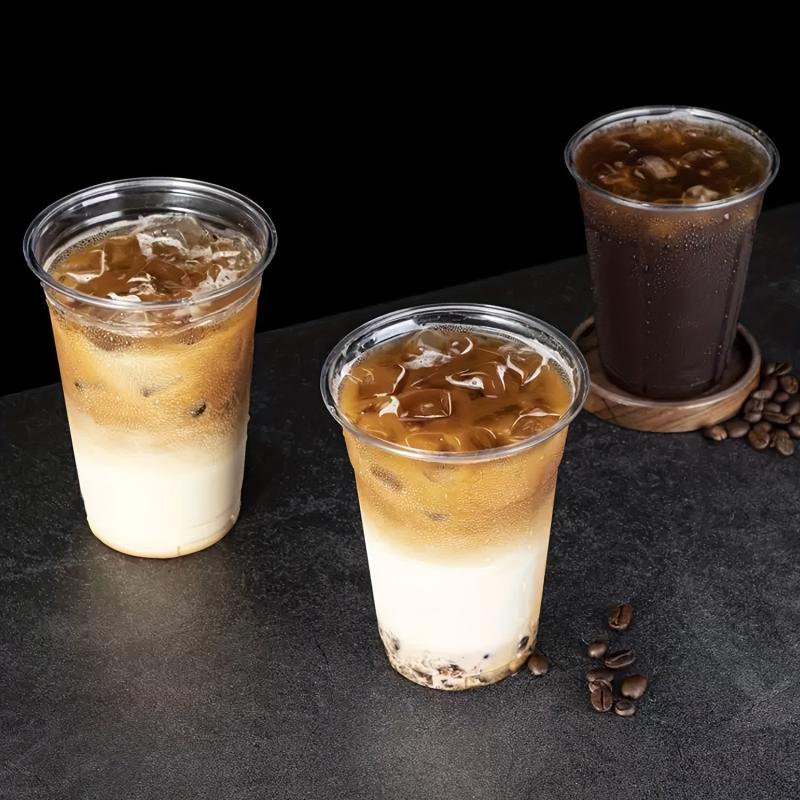 50pcs Clear Plastic Cups With Lids 9oz 11oz Disposable Drinking Glasses