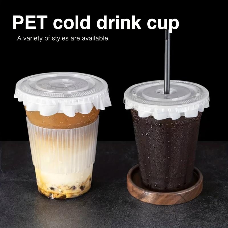 50pcs Clear Plastic Cups With Lids 9oz 11oz Disposable Drinking Glasses