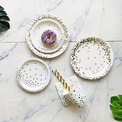 16pcs Disposable Dinnerware Set Paper Plates Napkins Cups Party Decoration