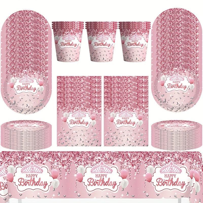 Birthday Party Tableware Set Purple Plates Cups Napkins Baby Shower Decor