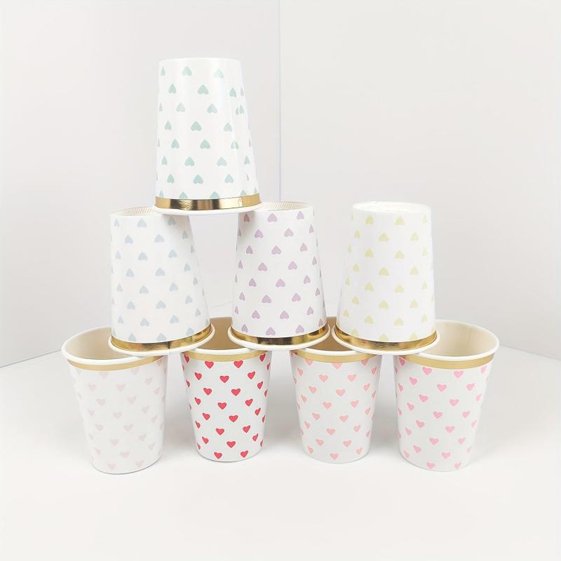 8 Pcs Disposable Paper Cups for Cold Drinks and Cake, Eco-Friendly