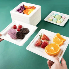 100pcs Biodegradable Compostable 6-Inch Square Sugarcane Plates