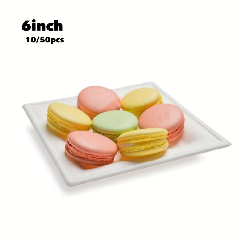 100pcs Biodegradable Compostable 6-Inch Square Sugarcane Plates