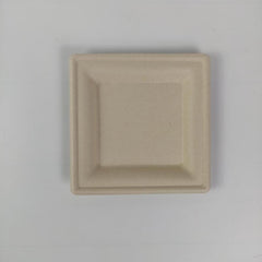 100pcs Biodegradable Compostable 6-Inch Square Sugarcane Plates