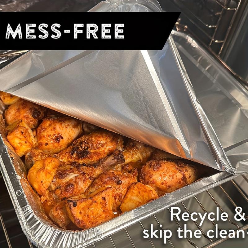 8pcs Heavy Duty Aluminum Pans with Foil Lids 9x13 Inches