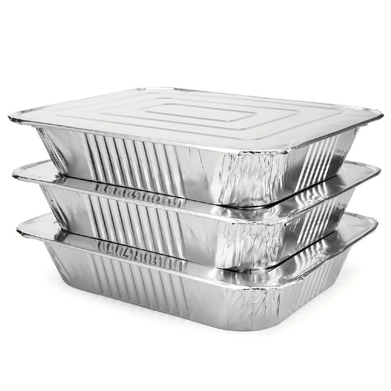 8pcs Heavy Duty Aluminum Pans with Foil Lids 9x13 Inches