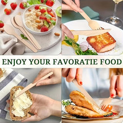 10pcs Disposable Wooden Fork And Spoon Set Biodegradable Catering Camping Party
