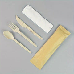10pcs Disposable Wooden Fork And Spoon Set Biodegradable Catering Camping Party