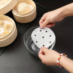 100pcs Bamboo Steamer Liners Parchment Paper Rounds