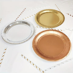 8pcs Disposable Bronzing Paper Tableware Set Party Supplies